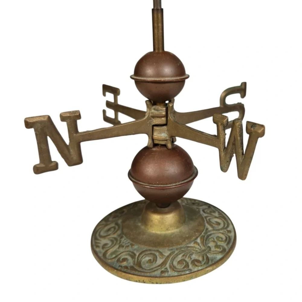 Vintage Rooster Tabletop Weather Vane Brass Finish Made in Taiwan 14